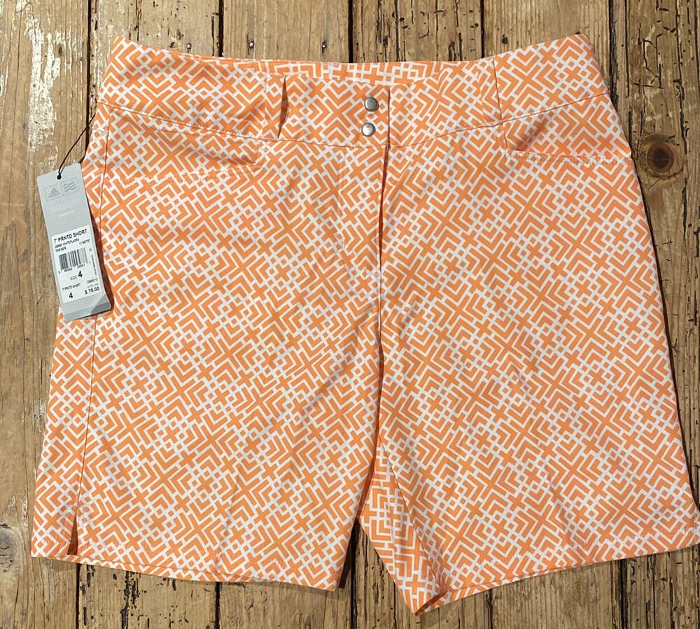 Adidas Womens Size 4 White Orange Printed Shorts